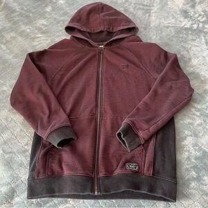 Vans Burgundy Heathered‎ Full Zip Hoodie Fleece Lined Men's Size L
